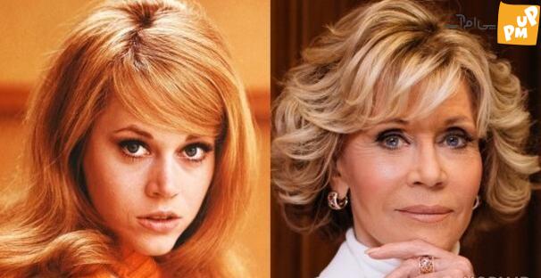 سلبریتی های سن بالا که همچنان زیبا و جذاب هستند/ عکس 1 جین فوندا در دوران پیری و جوانی