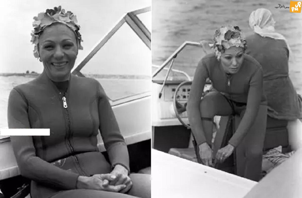 ببینید: تصاویر شنای فرح پهلوی; فرح دیبا در جزیره کیش غواصی می کند 4 عکس های فرح پهلوی در حال شنا