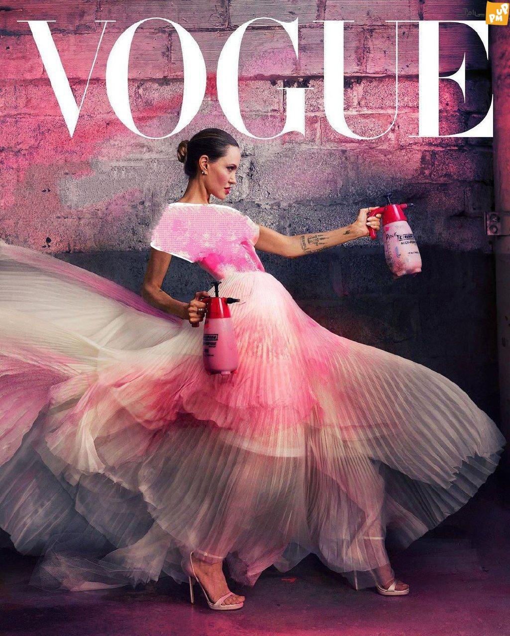 استایل جذاب و دیدنی آنجلینا جولی روی جلد مجله ووگ